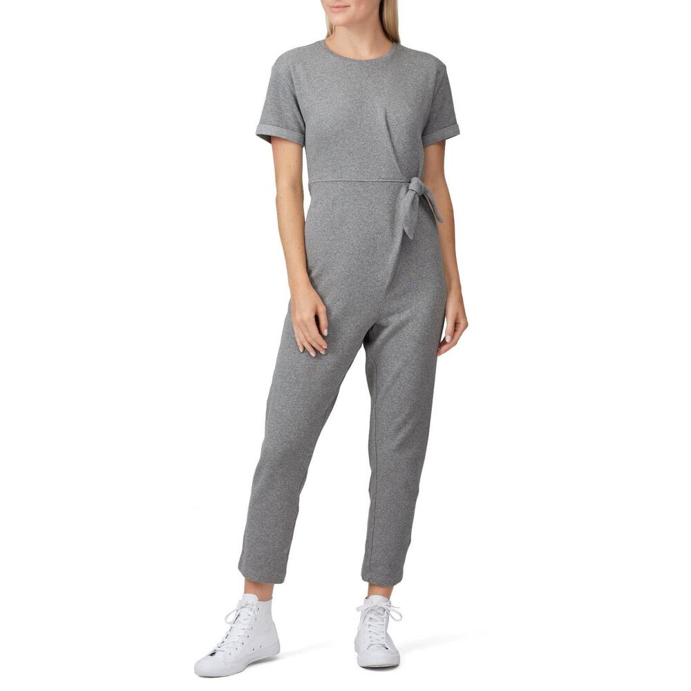 Hatch Lolo Maternity Jumpsuit Heather Gray Side Tie Crew Neck‎ Short Sleeve Sz 4